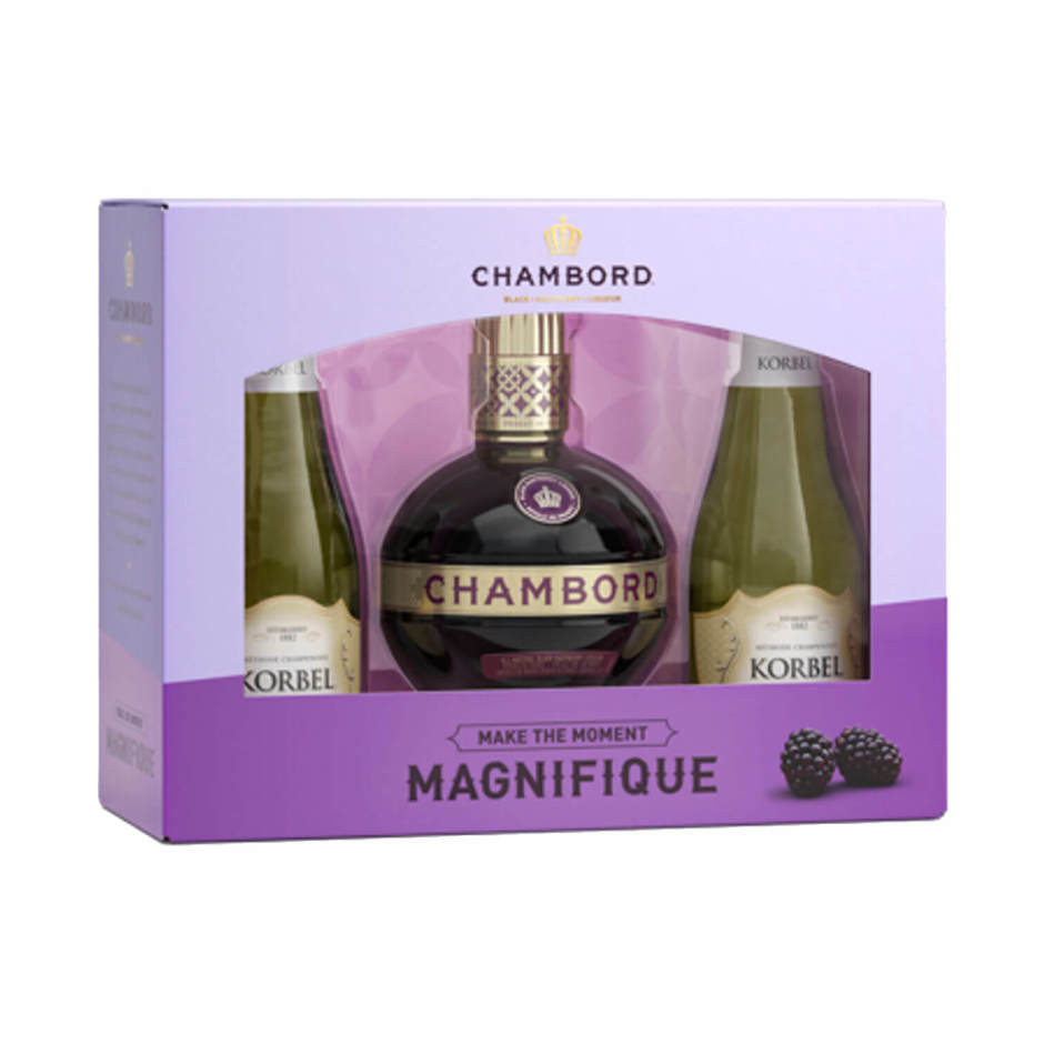 Chambord Raspberry Liquer with 2 Korbel Brut 187mls