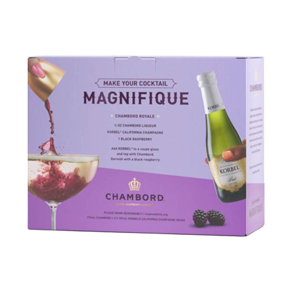 Chambord Raspberry Liquer with 2 Korbel Brut 187mls