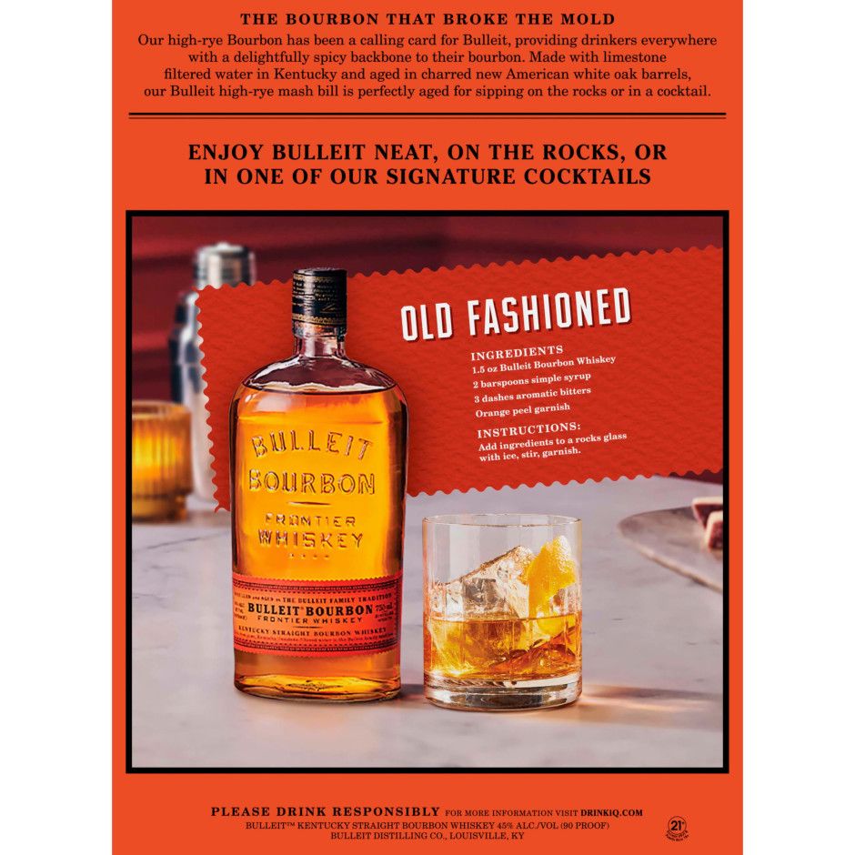 Bulleit Bourbon Frontier Whiskey Old Fashion Cocktail Kit with
