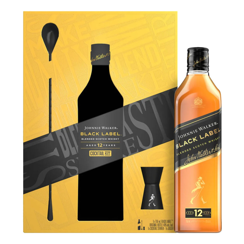 Johnnie Walker Black Label Scotch Cocktail Kit with Stirrer & Jigger