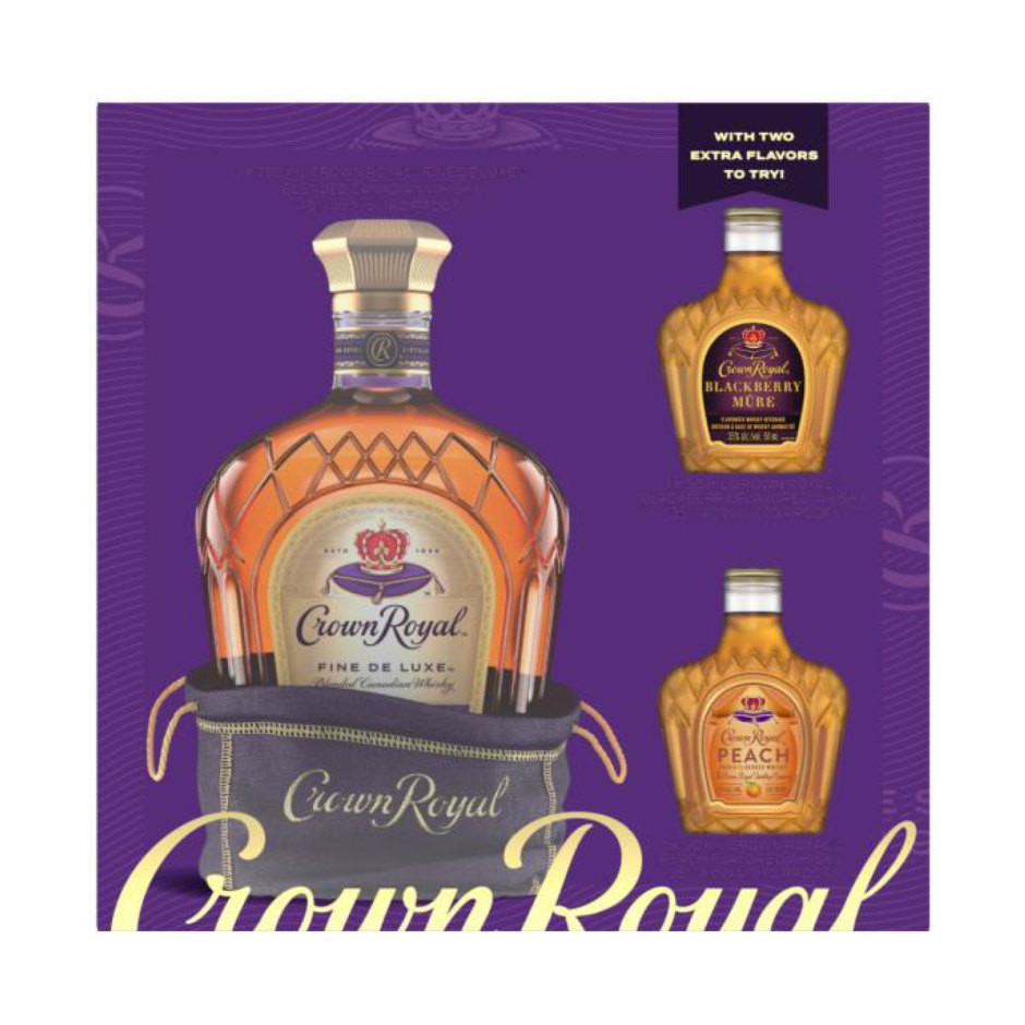 Crown Royal Deluxe Canadian Whisky with Two Minis, Blackberry and