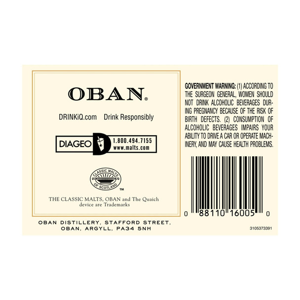 Oban Single Malt Scotch Whisky 14 Year - 750 mL - 750ML - Glass Oban Single Malt Scotch Whisky 14 Year - 750 mL - 750ML - Glass