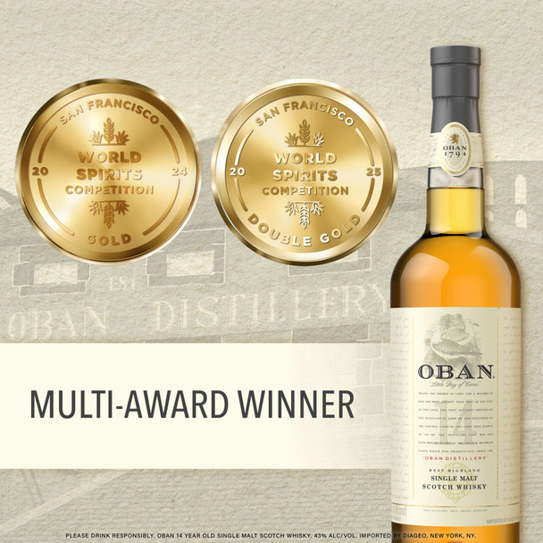 Oban Single Malt Scotch Whisky 14 Year - 750 mL - 750ML - Glass Oban Single Malt Scotch Whisky 14 Year - 750 mL - 750ML - Glass