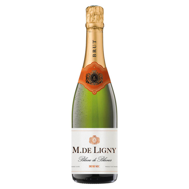 M De Ligny Demi-Sec Blanc de Blancs - 750 mL - 750ML - Glass