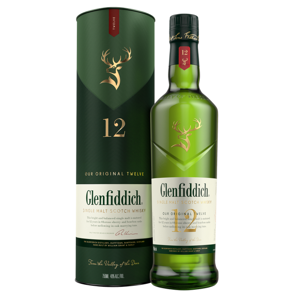 Glenfiddich 12 Year Old Single Malt Scotch Whisky - 750 mL - 750ML - Glass