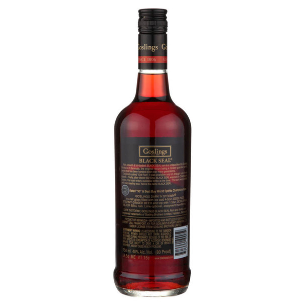Gosling's Black Seal Rum - 750 mL - 750ML - Glass