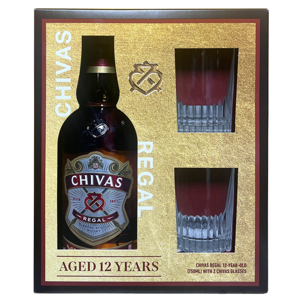 Chivas Regal 12 Year Scotch with Glasses