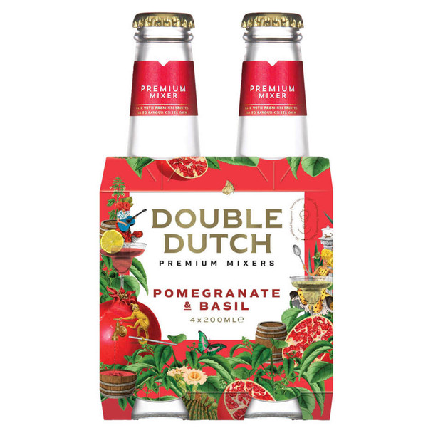 Double Dutch Pomegranate and Basil Premium Mixer - 200 mL - 4-PK - Glass