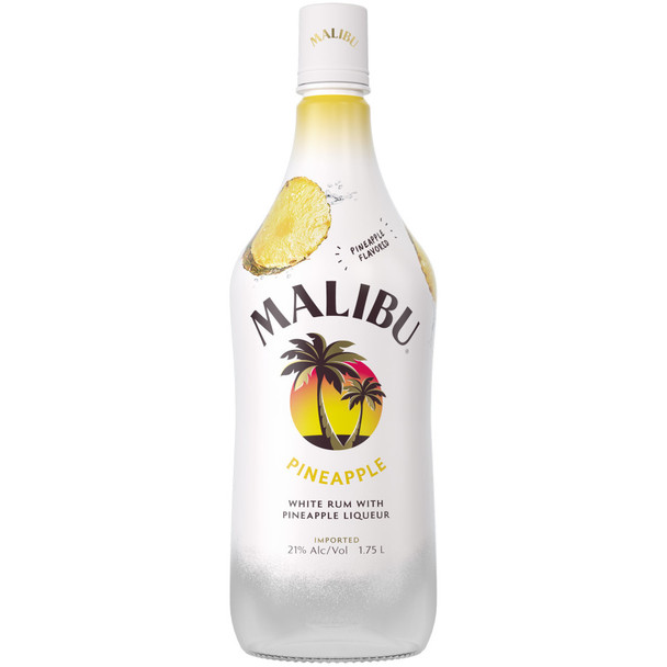 Malibu Caribbean Rum with Pineapple Flavored Liqueur - 1.75 L - 1.75L - Glass