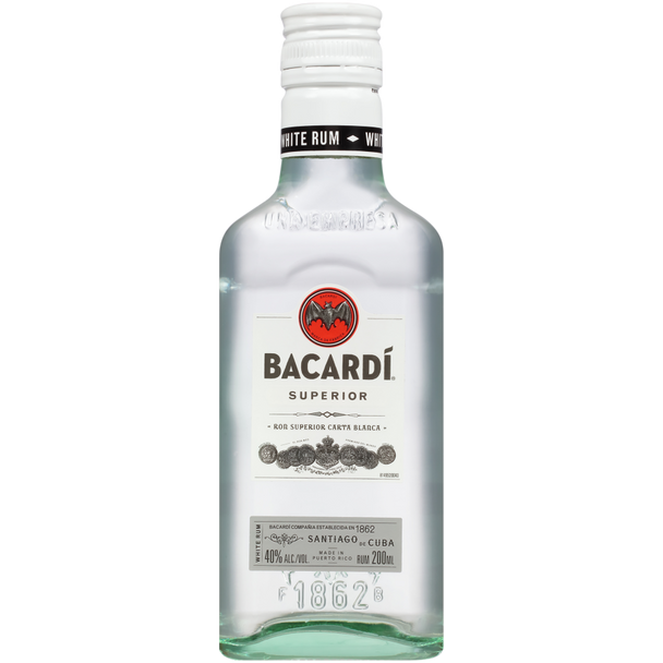 Bacardi Superior Light Rum - 200 mL - 200ML - Glass