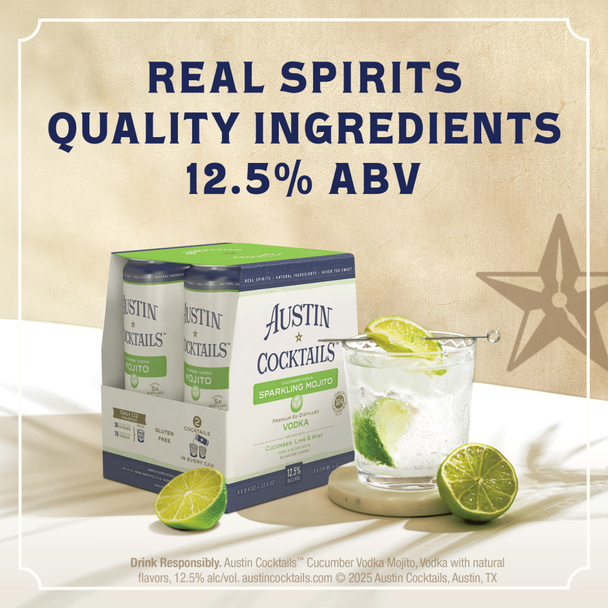 Austin Cocktails Cucumber Vodka Sparkling Mojito - 250 mL - 4-PK - Aluminum