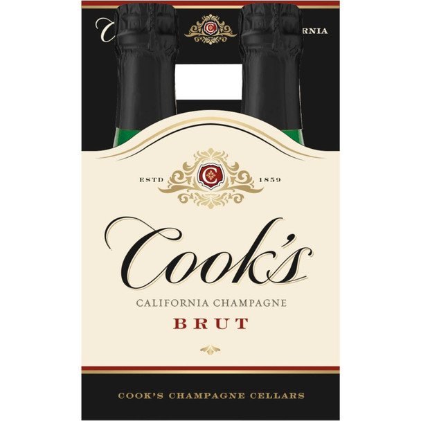 Cook's Brut Champagne - 187 mL - 4-PK - Glass