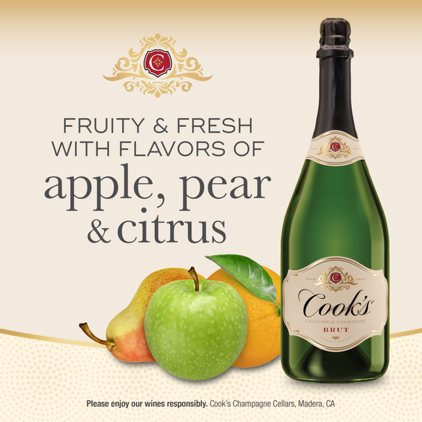 Cook's Brut Champagne - 187 mL - 4-PK - Glass