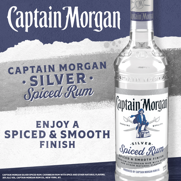 Captain Morgan Silver Spiced Rum - 750 mL - 750ML - Glass