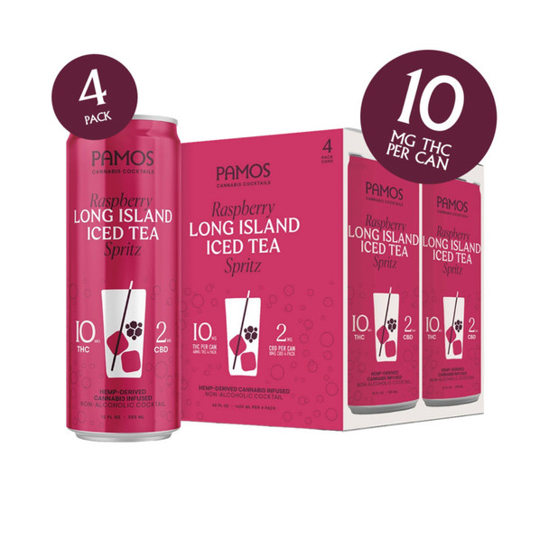 Pamos D9 THC 10mg Raspberry Long Island Iced Tea 10 Spritz Cocktail - 12 Oz - 4-PK