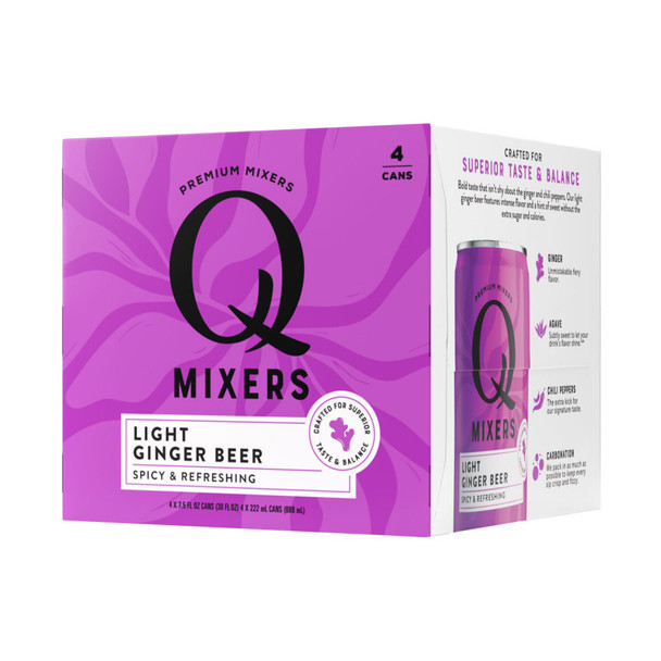Q Mixers Light Ginger Beer - 7.5 Oz - 4-PK - Aluminum