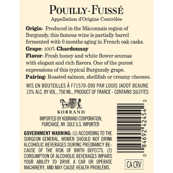 Jadot Pouilly Fuisse - 750 mL - 750ML - Glass