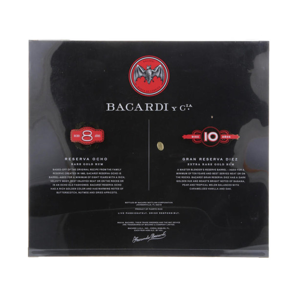 Bacardi 8 and 10 in Humidor Box - 750 mL - Set - Glass