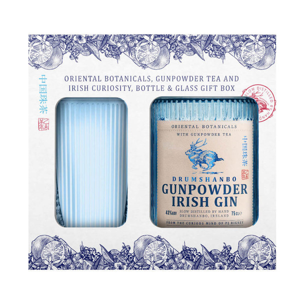 Drumshanbo Gunpowder Irish Gin with Glass - 750 mL - Set - Glass
