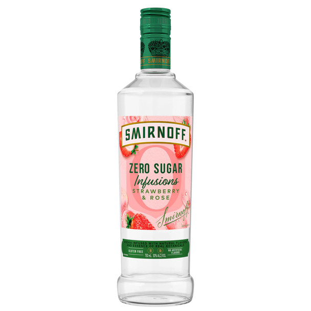 Smirnoff Zero Sugar Infusions Strawberry & Rose Vodka (Infused with Natural Flavors & Essence of Real Botanicals) - 750 mL - 750ML Smirnoff Zero Sugar Infusions Strawberry & Rose Vodka (Infused with Natural Flavors & Essence of Real Botanicals) - 750 mL - 750ML