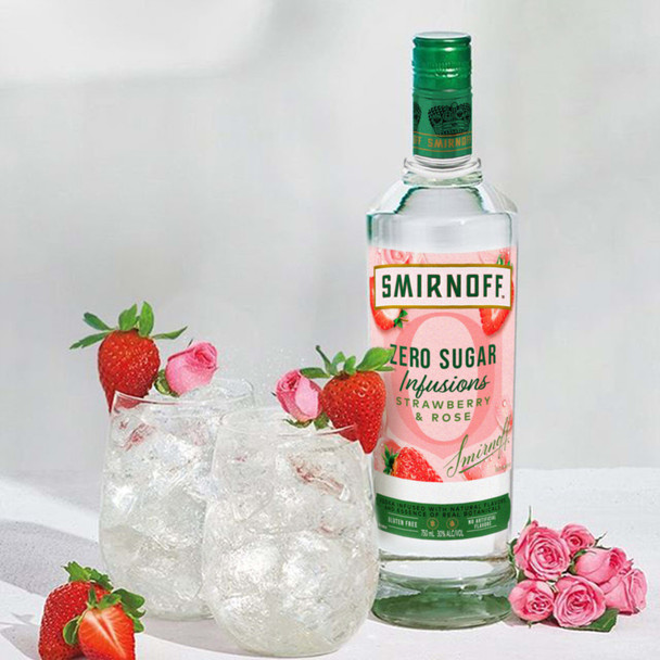 Smirnoff Zero Sugar Infusions Strawberry & Rose Vodka (Infused with Natural Flavors & Essence of Real Botanicals) - 750 mL - 750ML Smirnoff Zero Sugar Infusions Strawberry & Rose Vodka (Infused with Natural Flavors & Essence of Real Botanicals) - 750 mL - 750ML