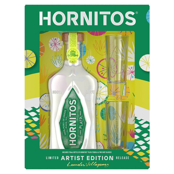 Hornitos Plata Tequila with Glasses - 750 mL - Set - Glass