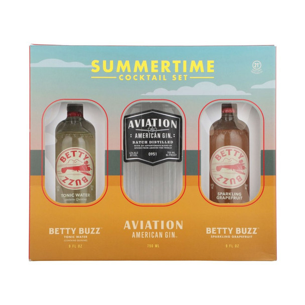 Aviation Gin with Betty Buzz Tonic Water and Sparkling Grapefuit - 750 mL - Set - Glass