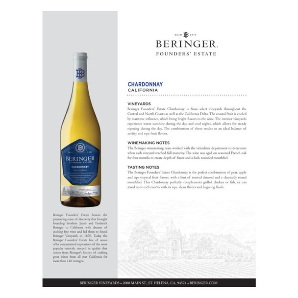Beringer Founders' Estate Chardonnay - 1.5 L - 1.5L - Glass