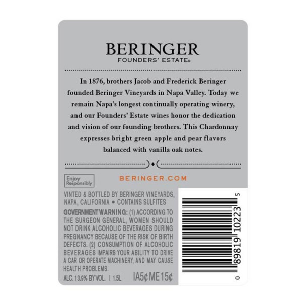 Beringer Founders' Estate Chardonnay - 1.5 L - 1.5L - Glass