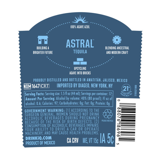 Astral Reposado Tequila - 750 mL - 750ML - Glass