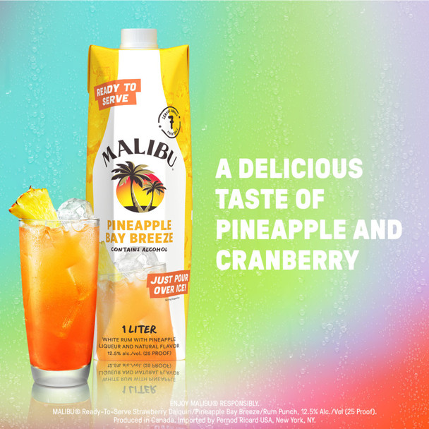 Malibu Premixed Cocktail Pineapple Bay Breeze - 1 L - 1.0L - Plastic