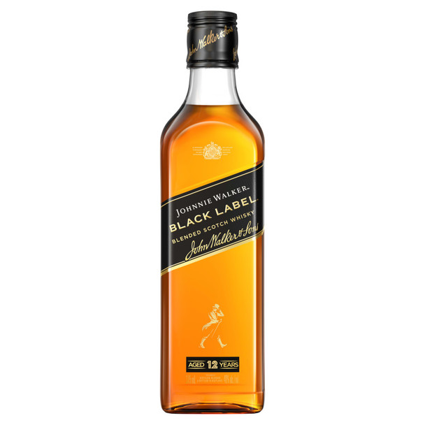 Johnnie Walker Black Label Blended Scotch Whisky - 375 mL - 375ML - Glass