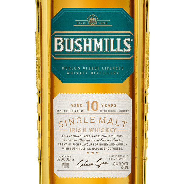 Bushmills 10 Year Irish Whiskey - 750 mL - 750ML - Glass