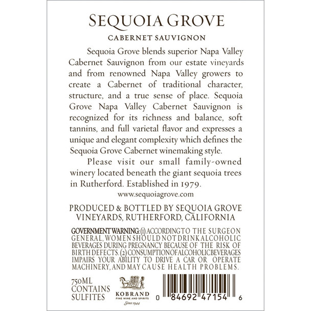 Sequoia Grove Cabernet Sauvignon - 750 mL - 750ML - Glass