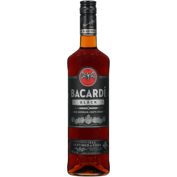 Bacardi Black Rum - 750 mL - 750ML - Glass