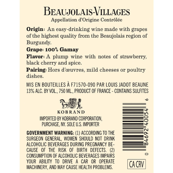 Louis Jadot Beaujolais-Villages - 750 mL - 750ML - Glass