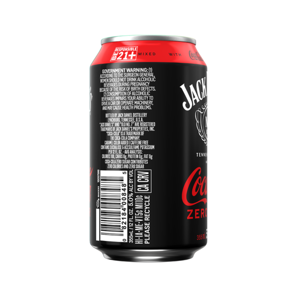 Jack Daniel's Coca-Cola Zero Sugar Whiskey Cocktails - 355 mL - 4-PK - Aluminum