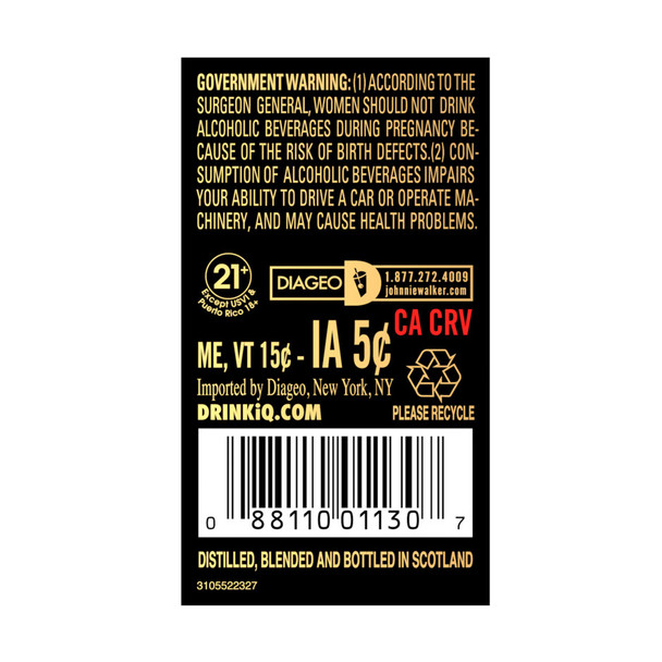 Johnnie Walker Black Label Scotch - 750 mL - 750ML - Glass