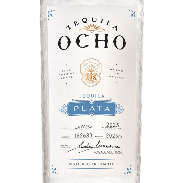 Tequila Ocho Plata - 750 mL - 750ML - Glass