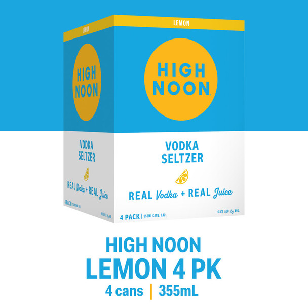 High Noon Sun Sips Lemon Hard Seltzer - 355 mL - 4-PK - Aluminum