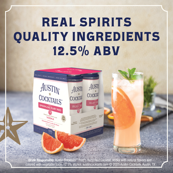 Austin Cocktails Freds Ruby Red Cocktail - 250 mL - 4-PK - Aluminum Austin Cocktails Freds Ruby Red Cocktail - 250 mL - 4-PK - Aluminum