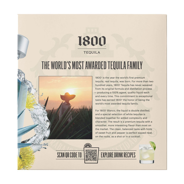 1800 Silver Tequila with Taco Holder - 750 mL - Set - Glass