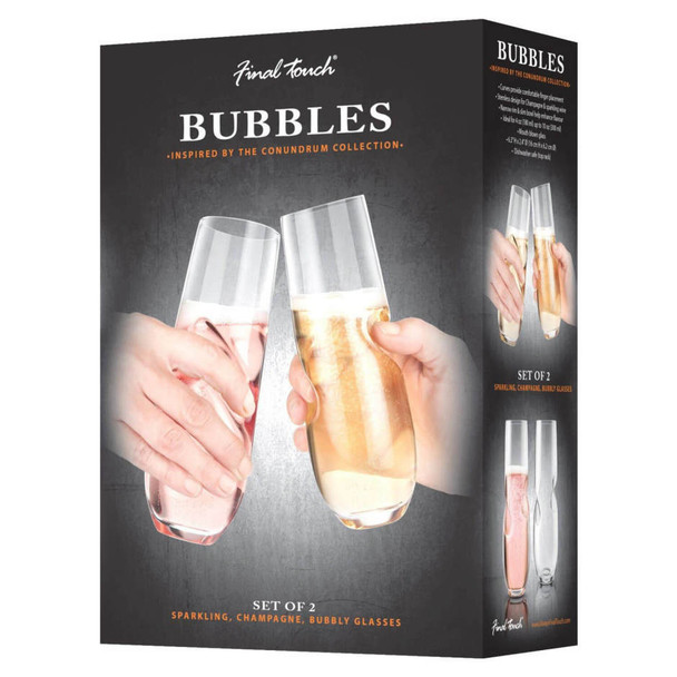 Final Touch Bubbles Champagne Stemless Glasses - 2 Count - Pack - Glass