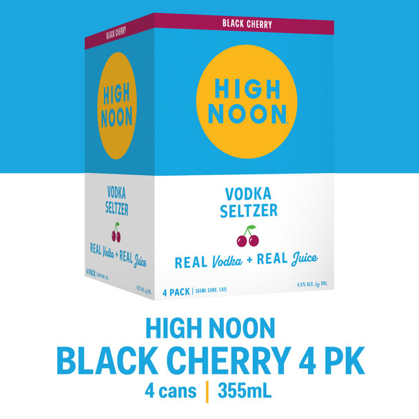 High Noon Sun Sips Black Cherry Hard Seltzer - 355 mL - 4-PK