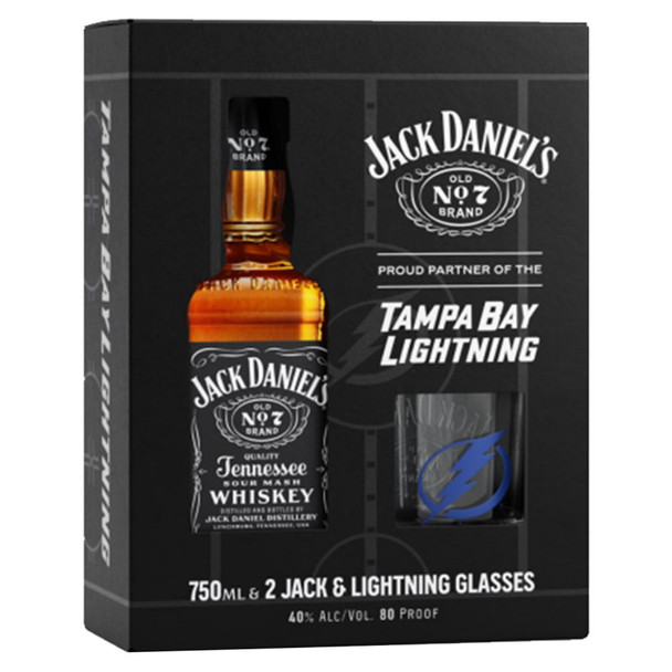 Jack Daniel's Black Tampa Bay Lighting Whiskey - 750 mL - Set - Glass