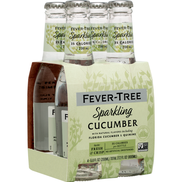 Fever Tree Refreshingly Light Cucumber Tonic Water - 6.8 Oz - 4-PK - Glass
