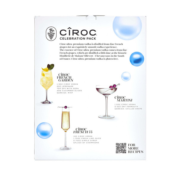 Ciroc French Vodka with Glasses - 750 mL - Set - Glass Ciroc French Vodka with Glasses - 750 mL - Set - Glass