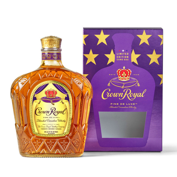 Crown Royal Deluxe Canadian Whisky with Camo Bag - 750 mL - Set - Glass