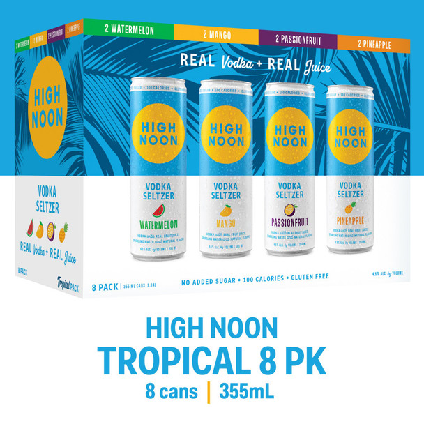 High Noon Sun Sips Hard Seltzer Tropical Variety Pack - 355 mL - 8-PK - Aluminum