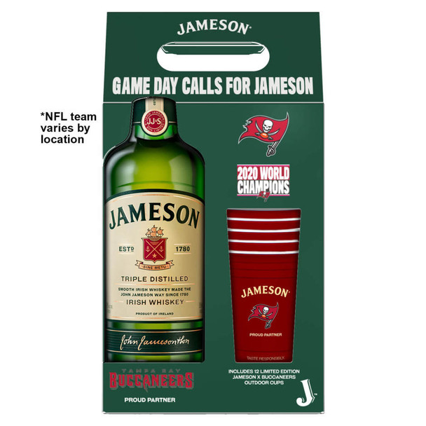 Jameson Irish Whiskey with Buccaneers Glass - 750 mL - Set - Glass Jameson Irish Whiskey with Buccaneers Glass - 750 mL - Set - Glass